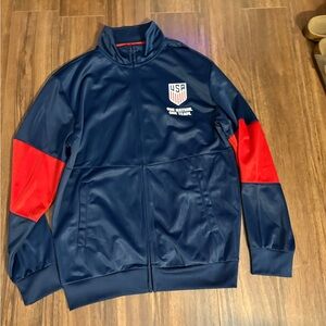 Men's Navy and Red USA Track Jacket